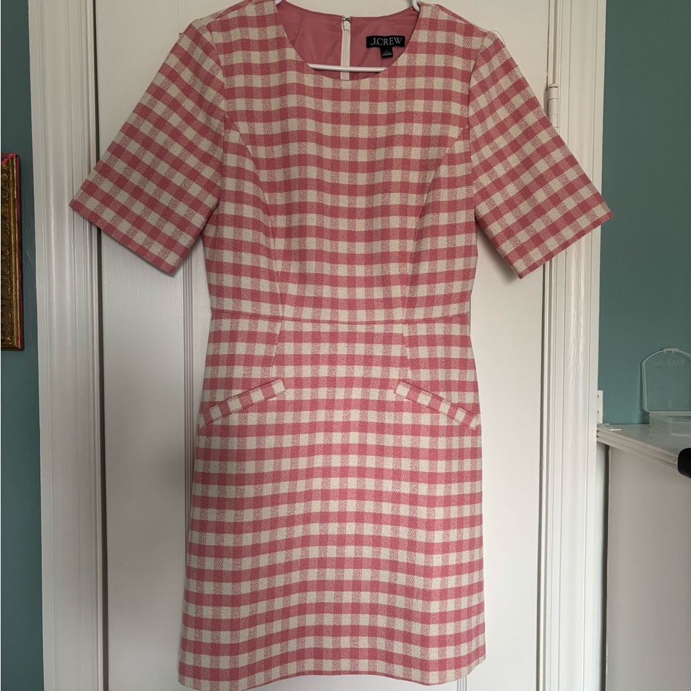 J. Crew Gingham Mini Dress in Pink and White - Picture 4 of 8